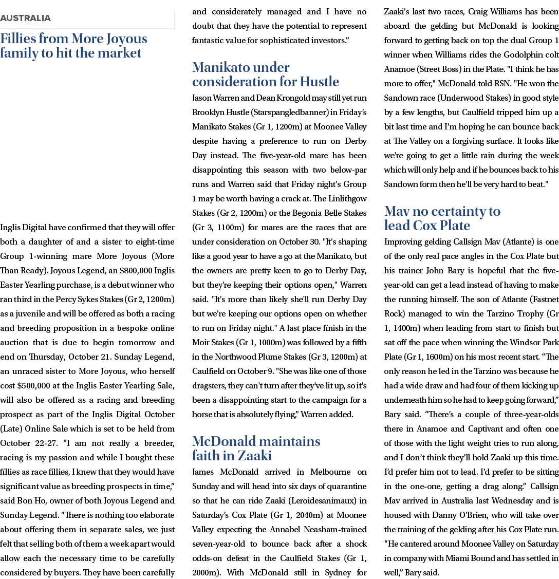  Fillies from More Joyous family to hit the market Inglis Digital have confirmed that they will offer both a daughter   