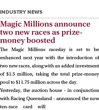 Magic Millions announce two new races as prize-money boosted The Magic Millions raceday is set to be enhanced next y   