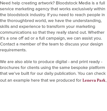 Need help creating artwork  Bloodstock Media is a full service marketing agency that works exclusively within the blo   