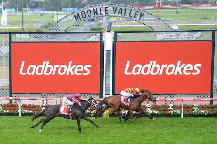 State Of Rest (IRE) ridden by John Allen wins the Ladbrokes Cox Plate at Moonee Valley Racecourse on October 23, 2021 in Moonee Ponds, Australia  (Brett Holburt Racing Photos)