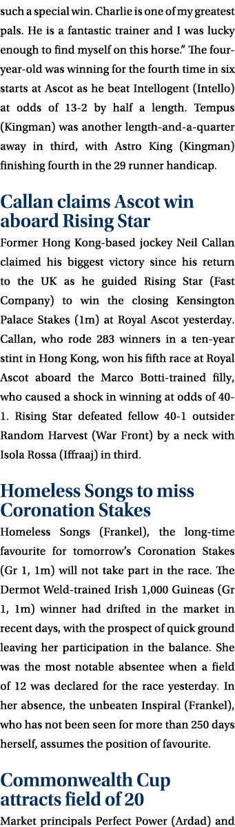 such a special win. Charlie is one of my greatest pals. He is a fantastic trainer and I was lucky enough to find myse...