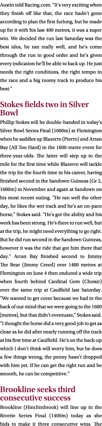 Austin told Racing.com. \“It's very exciting when they finish off like that, the race hadn't gone according to plan t...