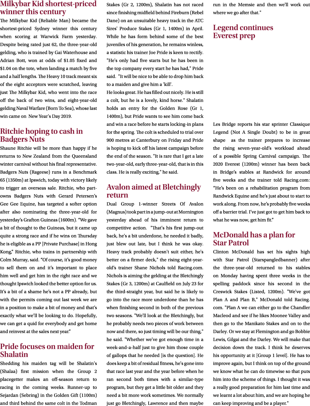 Milkybar Kid shortest-priced winner this century The Milkybar Kid (Reliable Man) became the shortest-priced Sydney wi...