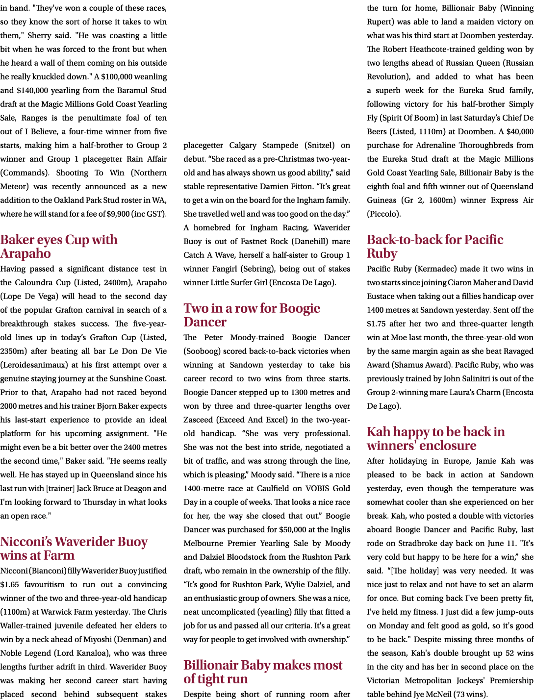in hand. \“They've won a couple of these races, so they know the sort of horse it takes to win them,\" Sherry said. \...