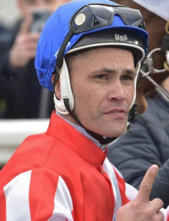 Michael Walker after Grand Impact (NZ) won the Technosoft Solution (Aust) P/L Maiden Plate, at Geelong Racecourse on July 15, 2022 in Geelong, Australia.(Photo by Reg Ryan/Racing Photos)