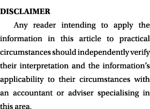 DISCLAIMER Any reader intending to apply the information in this article to practical circumstances should independen...