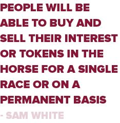 People will be able to buy and sell their interest or tokens in the horse for a single race or on a permanent basis -...