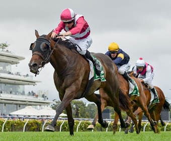 Inspirational Girl (NZ) ridden by Damian Lane wins the TAB Blamey Stakes at Flemington Racecourse on March 05, 2022 in Flemington, Australia. (Reg Ryan/Racing Photos)