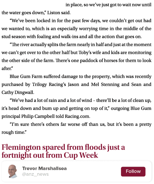 in place, so we’ve just got to wait now until the water goes down,” Liston said. “We’ve been locked in for the past f...