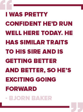 I was pretty confident he’d run well here today. He has similar traits to his sire and is getting better and better, ...