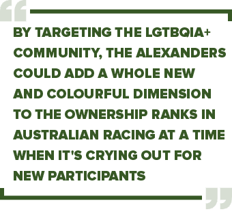By targeting the LGTBQIA+ community, the Alexanders could add a whole new and colourful dimension to the ownership ra...