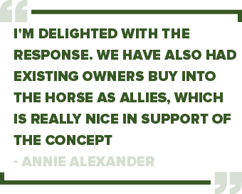 I'm delighted with the response. We have also had existing owners buy into the horse as allies, which is really nice ...